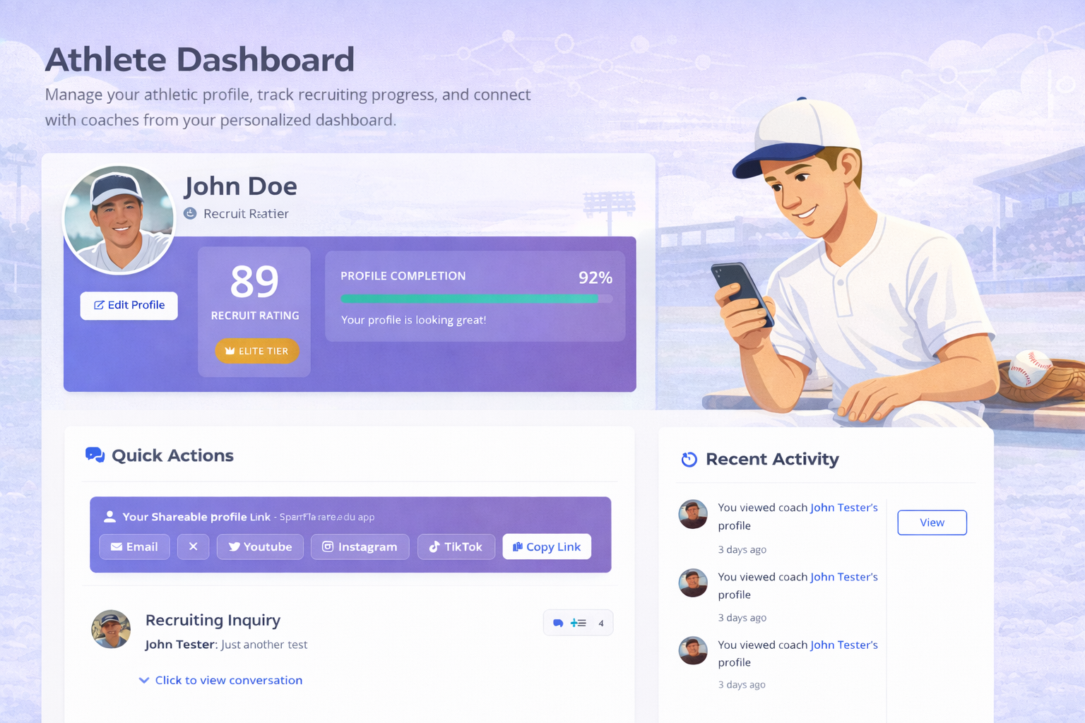 AthleteRecruitPortal Dashboard